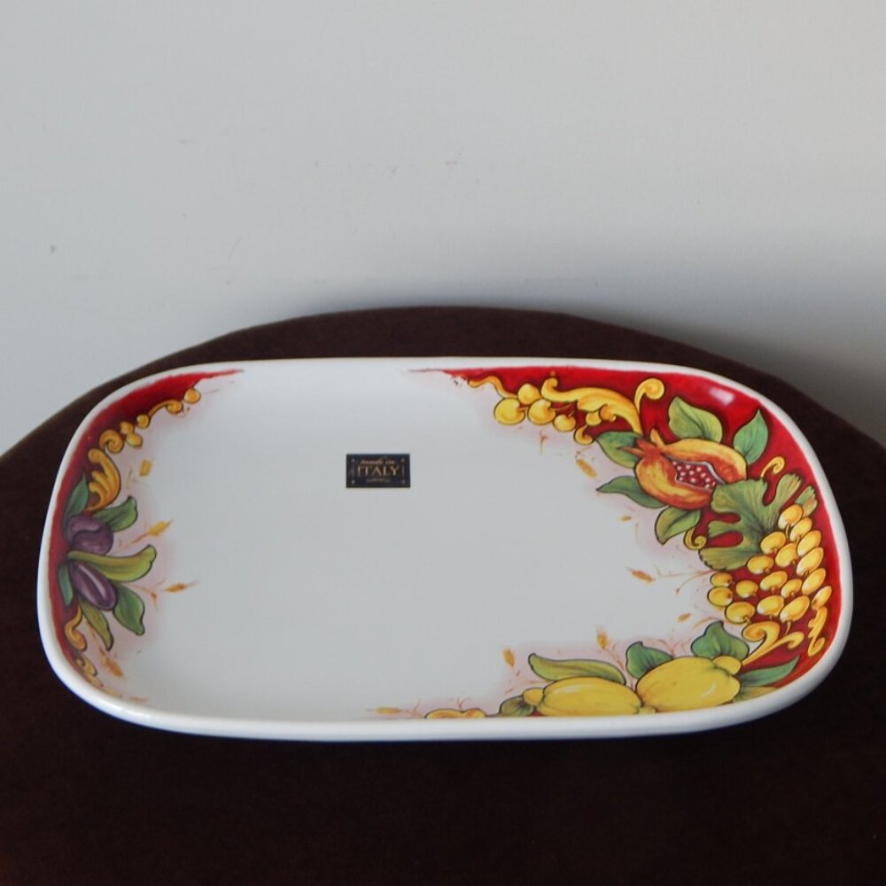 New Authentic Nova Deruta Italy Hand Painted Large Serving Platter  Tray 14”x10"